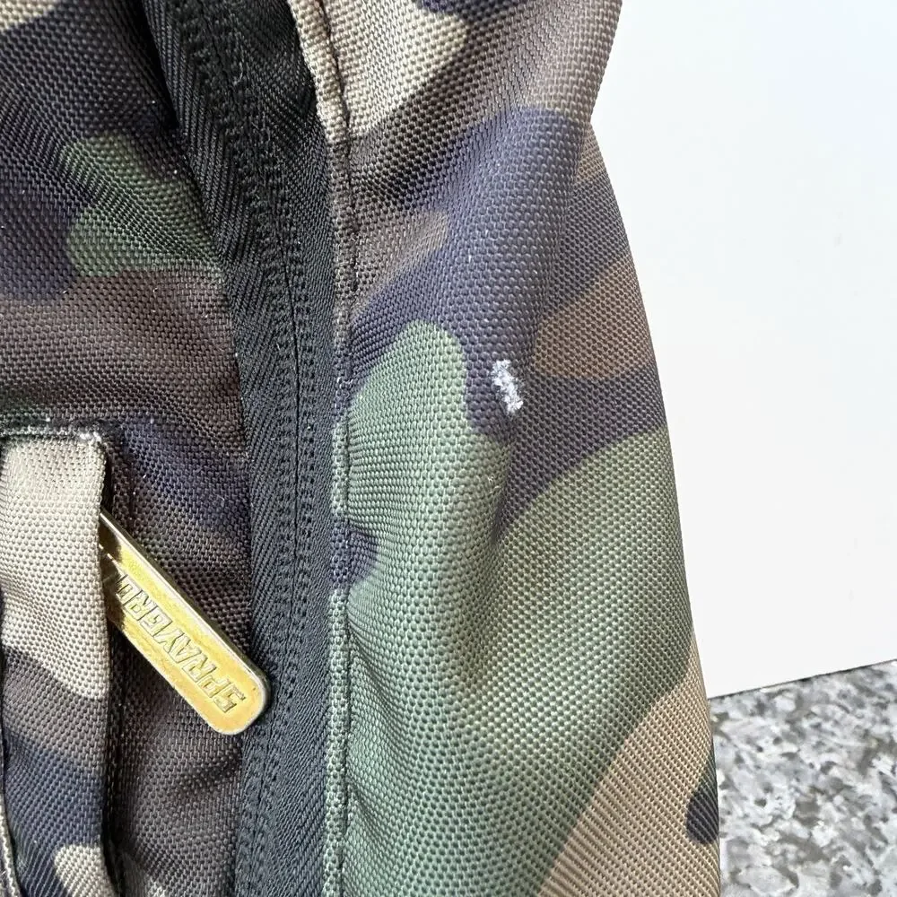 Sprayground Camouflage Backpack with Peace Sign Patch